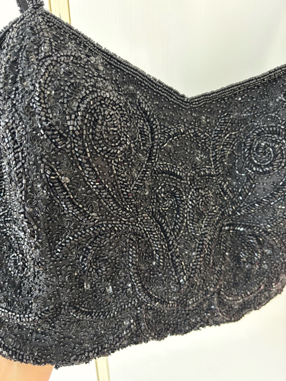 Heavy Beaded Smocked Crop Top Luxe Statement Bustier Festival Evening Event XL - Picture 4 of 16